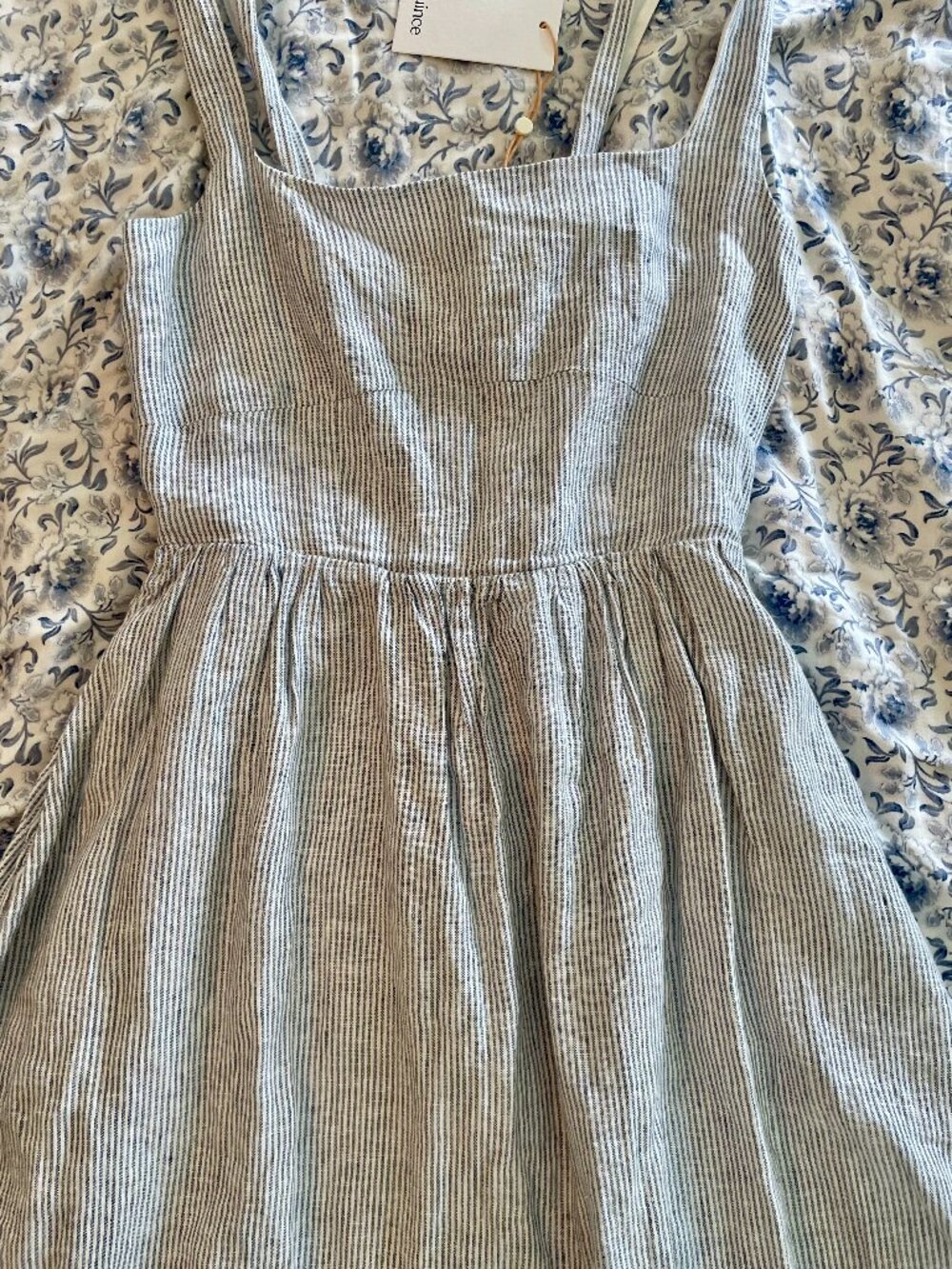 NWT QUINCE 100% European Linen Fit & Flare STRIPED Midi Dress, sz S - Picture 4 of 10